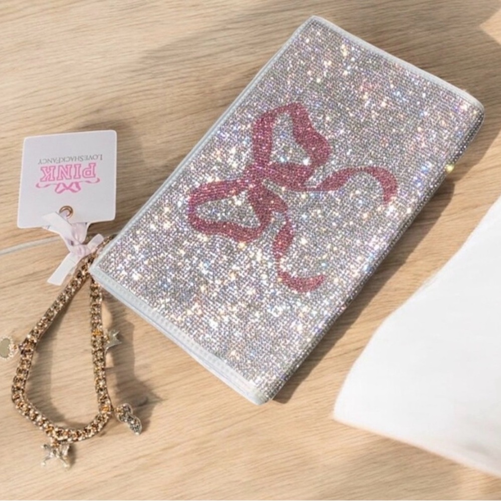 Sparkling Silver Clutch with Pink Bow by PINK Victoria's Secret